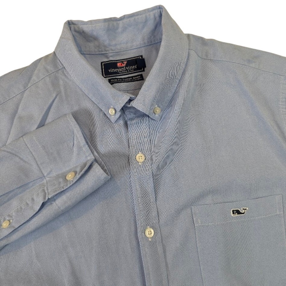 Vineyard Vines Men's L Tucker Shirt Light Blue Slim Fit Cotton Tencel Stretch